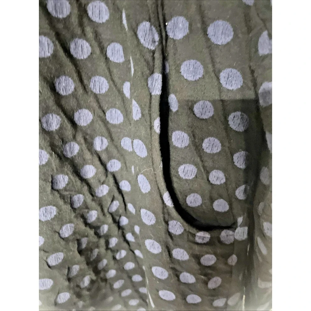 Komil Cowl Neck Tunic Top Womens M Black Blue Polka Dot Artsy Boho Lagenlook